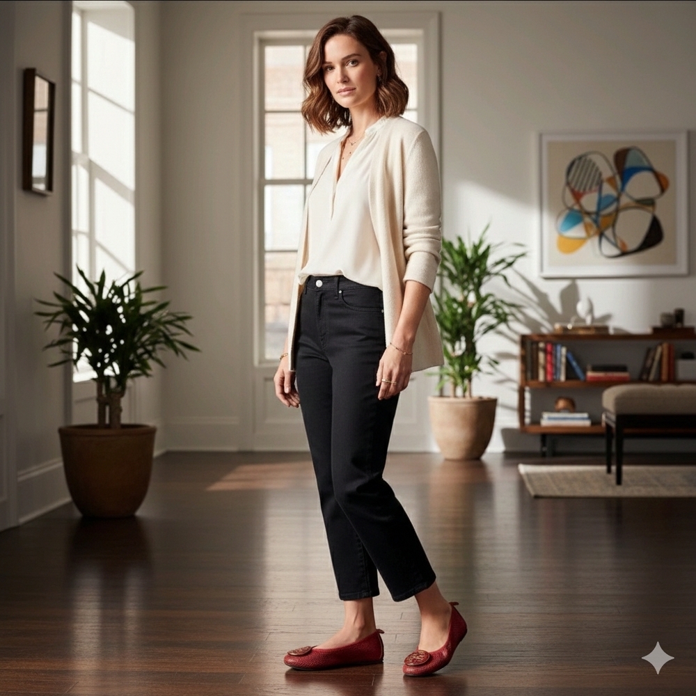 Tory Burch Red Textured Loafers